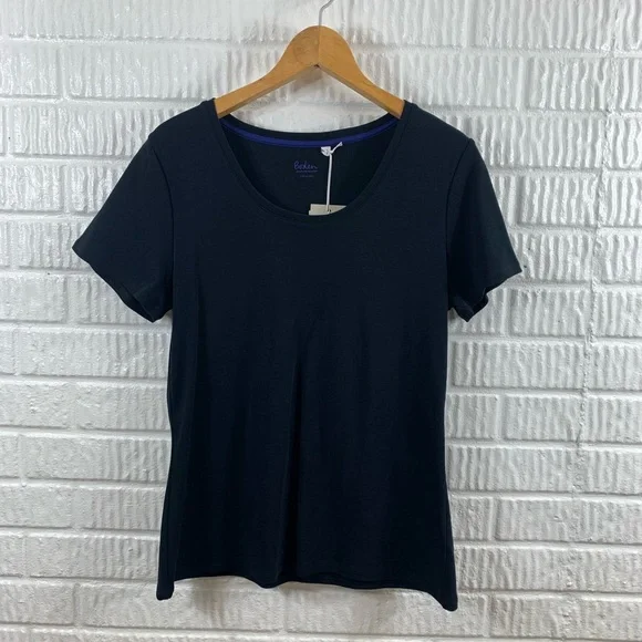 Boden Women Essential Short Sleeve Tee Shirt Black Casual Minimalist NWT L - Picture 3 of 6